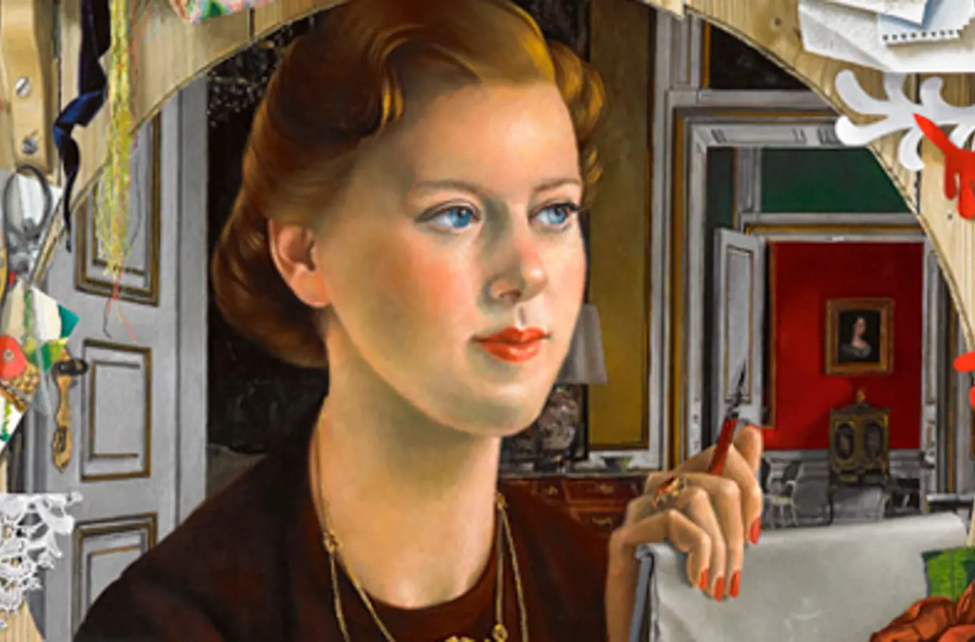 Udsnit af portræt af H.M. Dronningen malet af Niels Strøbek.